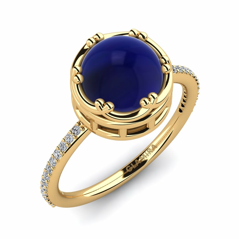 Or Jaune 18k Saphir Cabochon Bague Lacoya