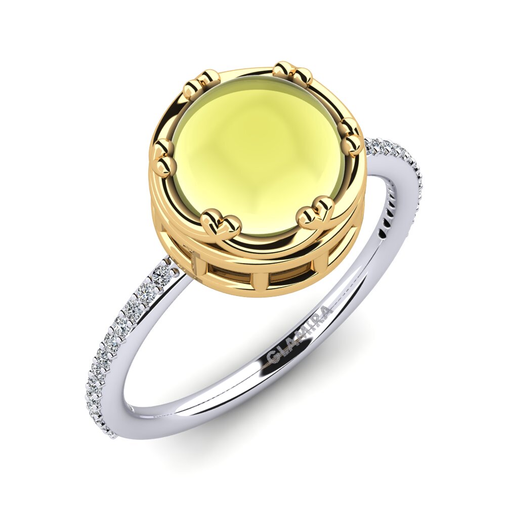 Or Blanc & Jaune 14k Topaze Citron Cabochon Bague Lacoya