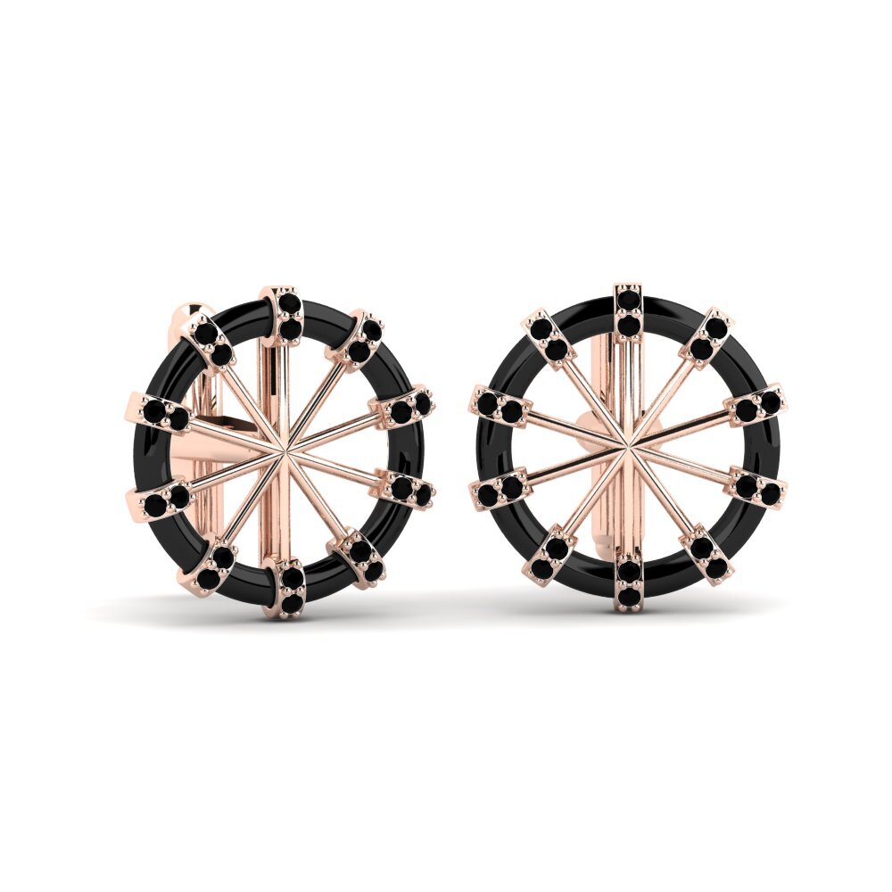 14ct Rose Gold Black Sapphire Cufflink Lacresha
