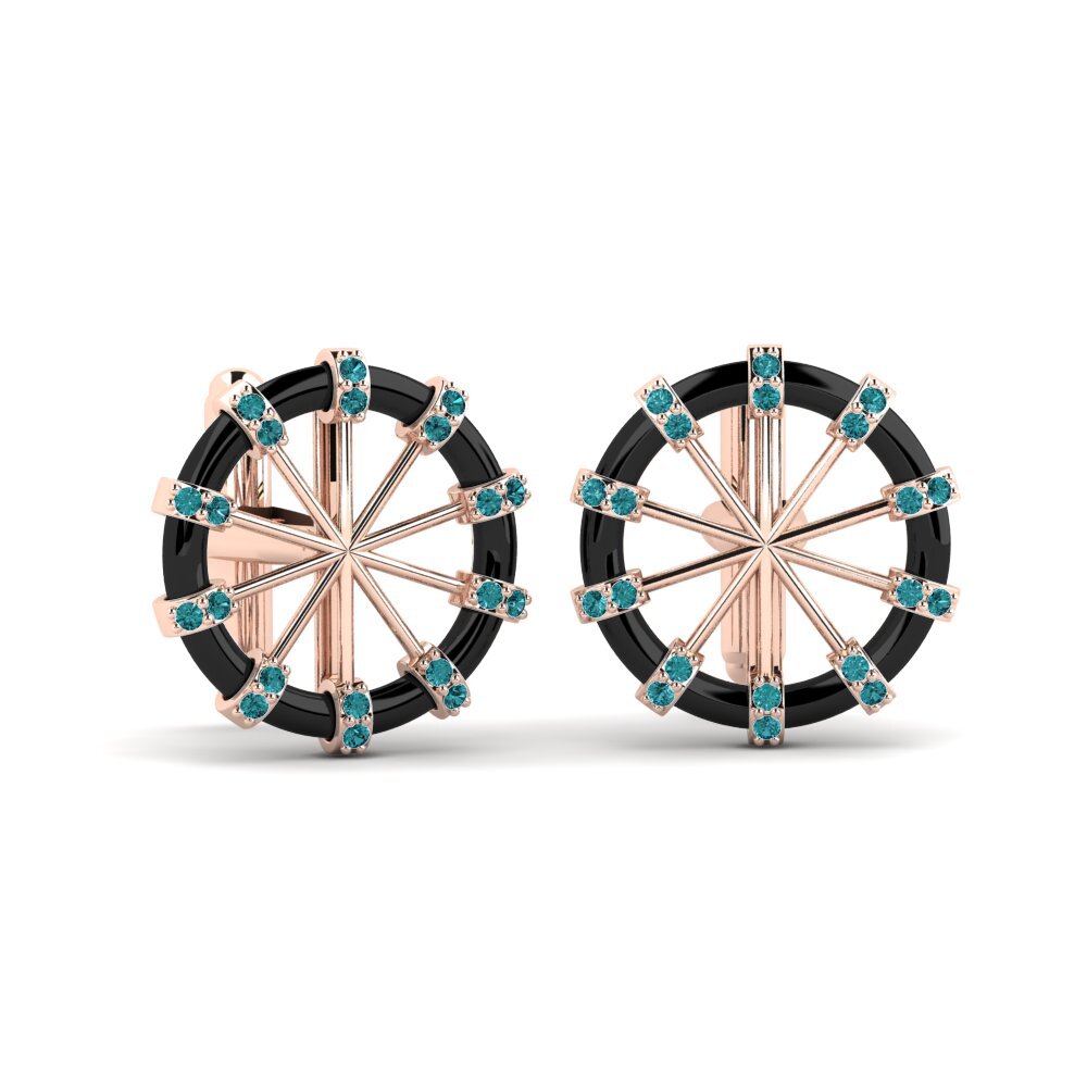 14ct Rose Gold Blue Diamond Cufflink Lacresha