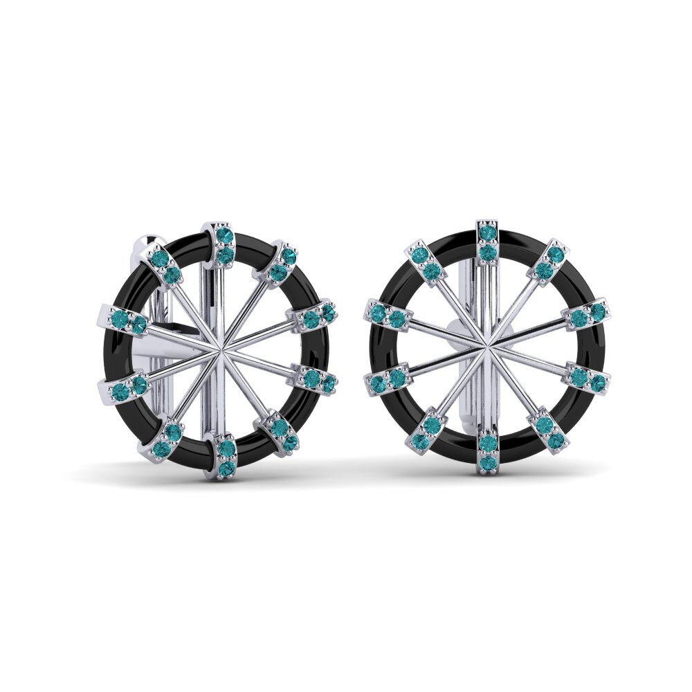 9ct White Gold Blue Diamond Cufflink Lacresha