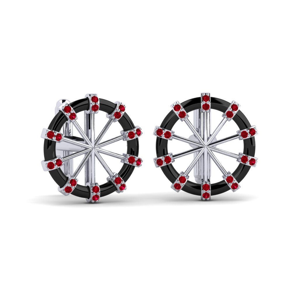 9ct White Gold Red Zirconia Cufflink Lacresha