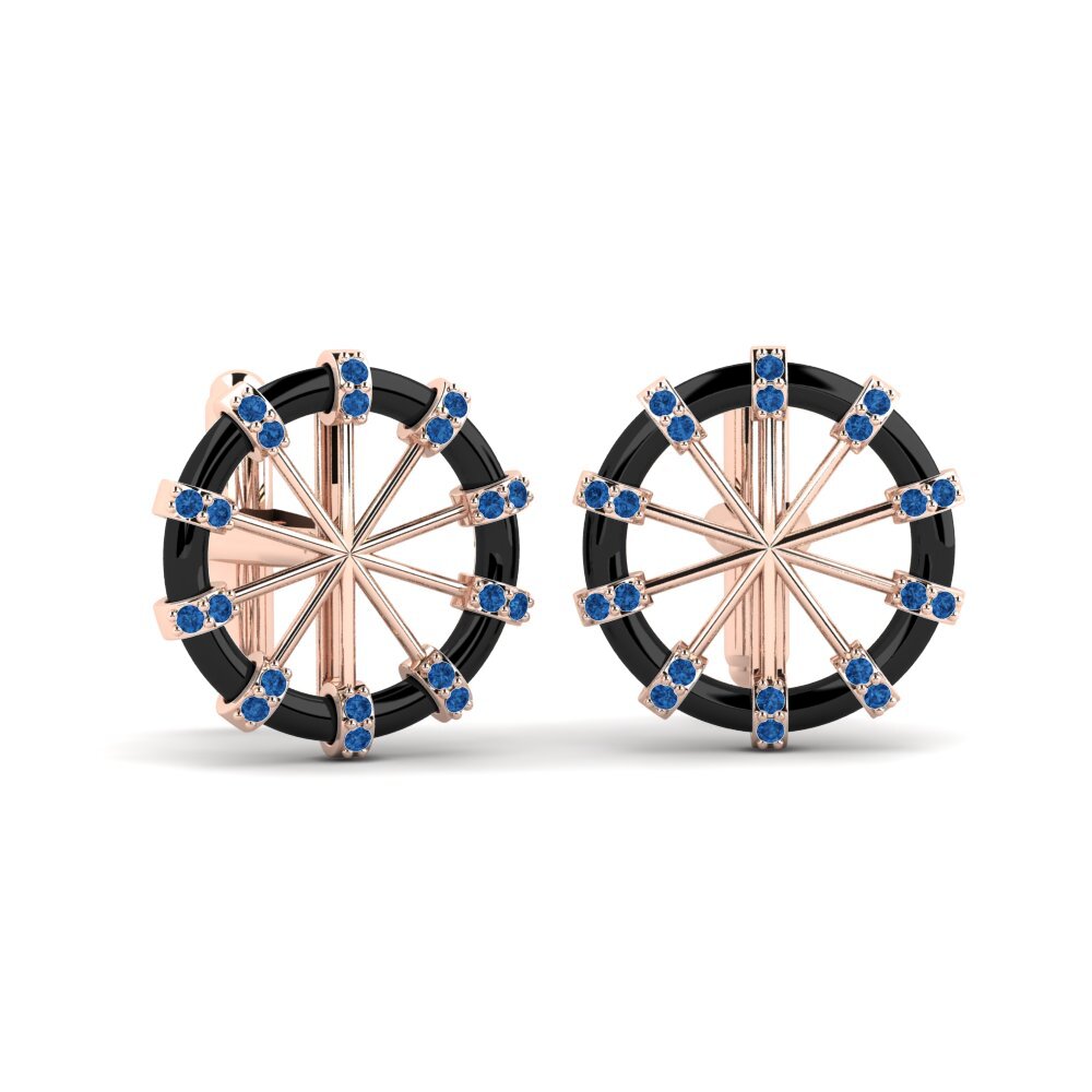 14ct Rose Gold Dark Blue Zirconia Cufflink Lacresha