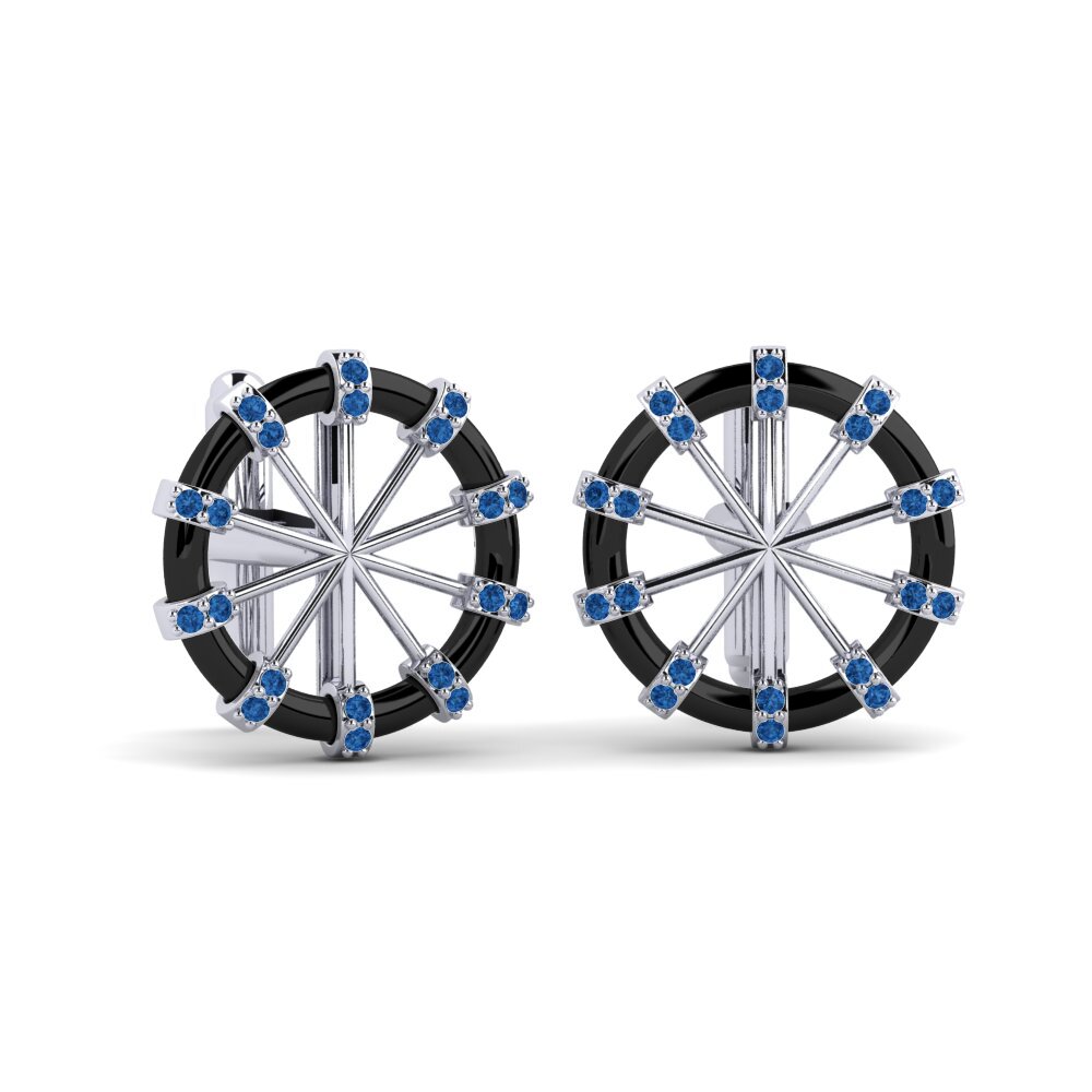 White Silver Dark Blue Zirconia Cufflink Lacresha