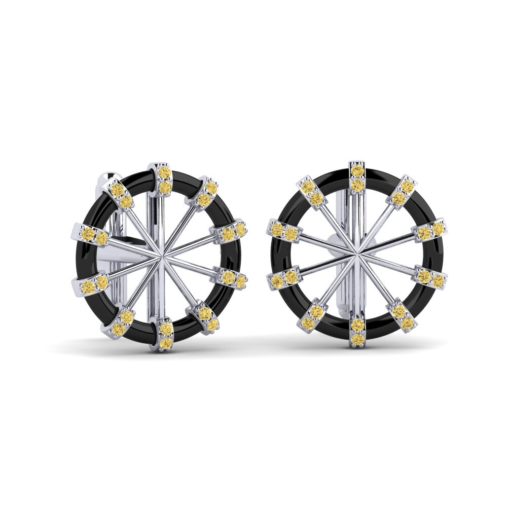 950 Palladium Yellow Diamond Cufflink Lacresha