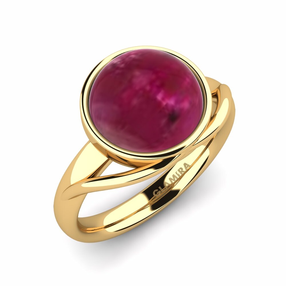 Or Jaune 18k Rubis Cabochon Bague Lacricia