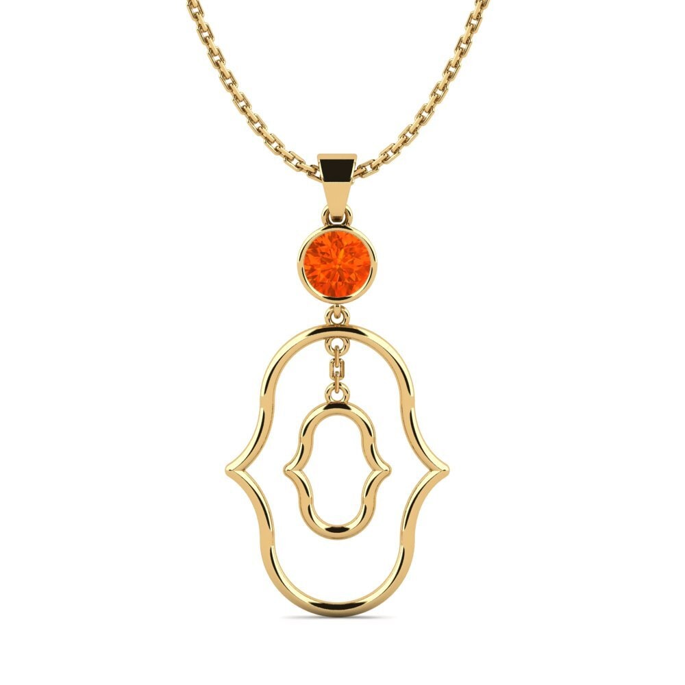 9k Oro Amarillo Ópalo Fuego Colgante de Mujer Lacui