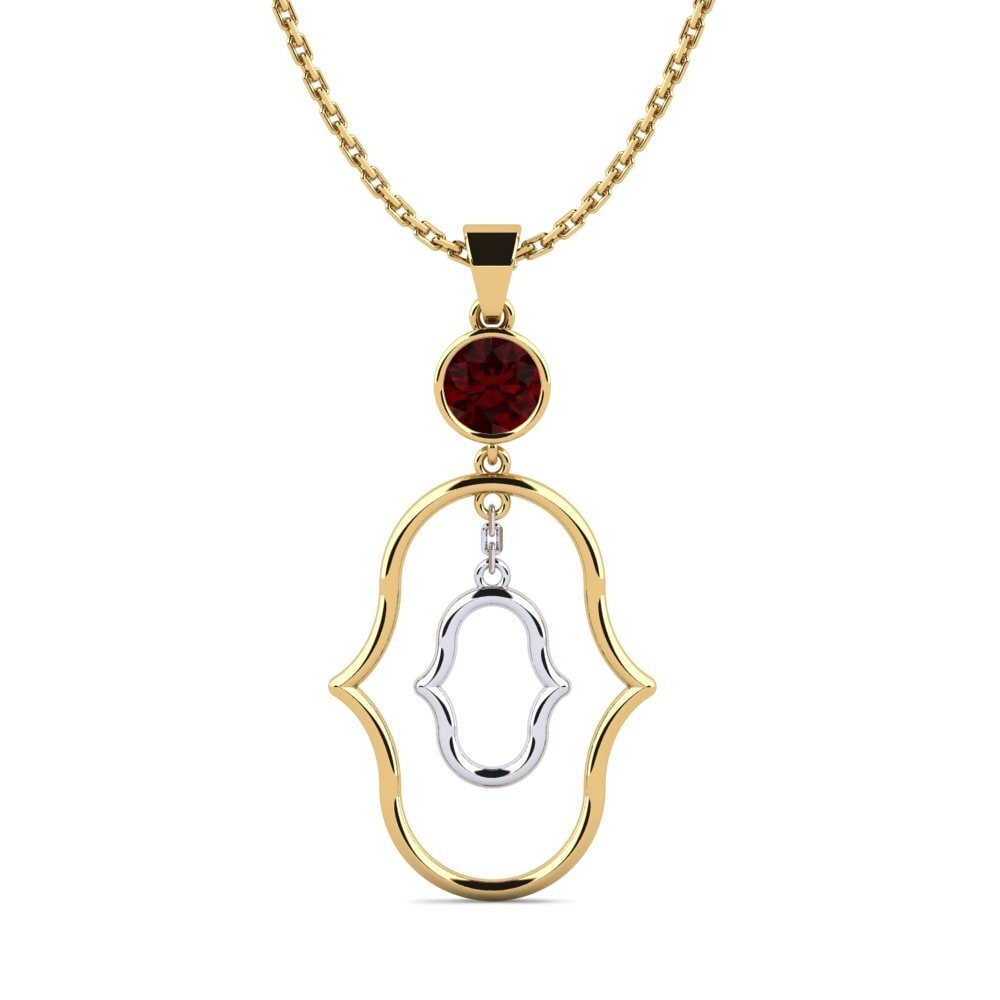 18k Oro Amarillo & Blanco Granate Colgante de Mujer Lacui