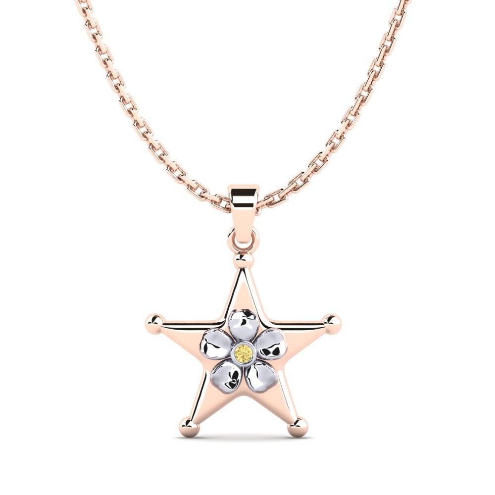 9k Oro Rosa & Blanco Diamante Amarillo Colgante de Mujer Lacunas