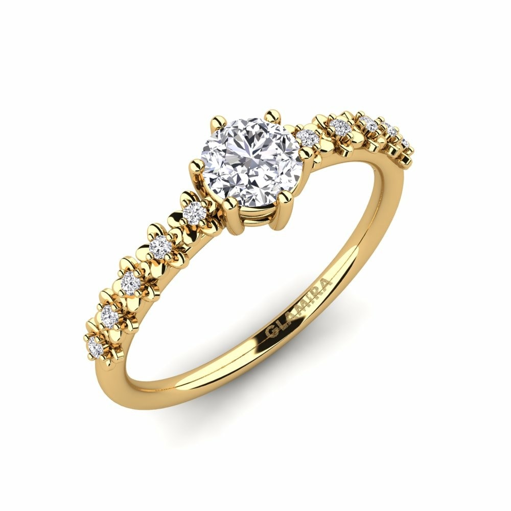 Solitaire Pave Engagement Rings Ladre 585 Yellow Gold Diamond