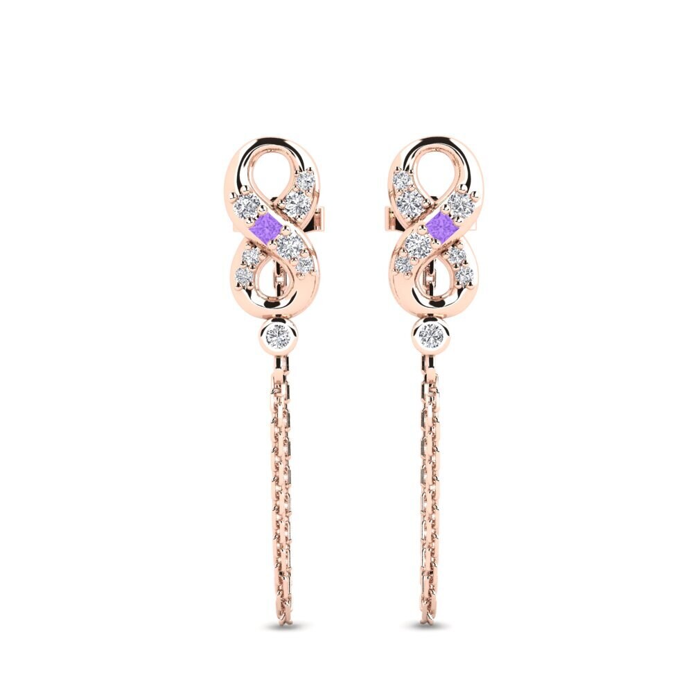 9ct Rose Gold Amethyst Women's Earring Ladybug