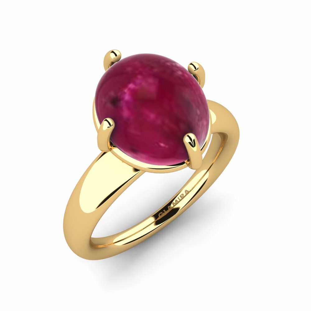 Or Jaune 18k Rubis Cabochon Bague Lahoma