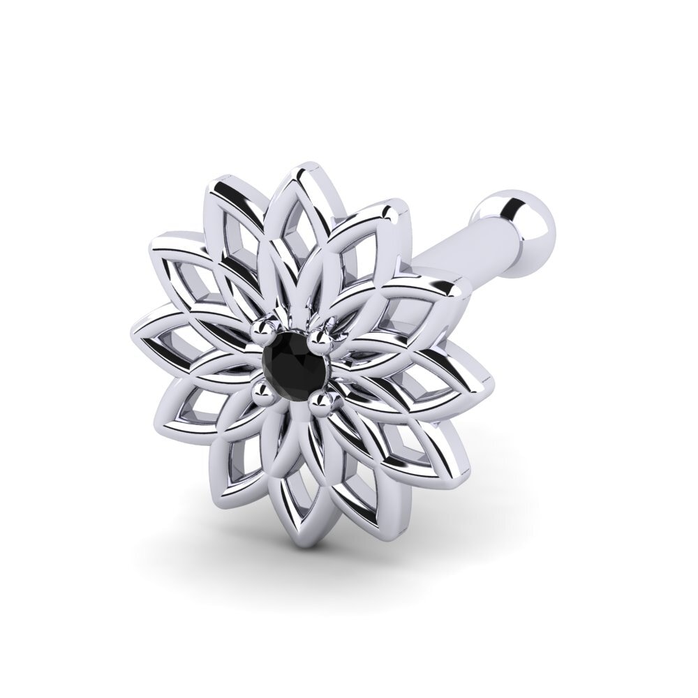 Plata 925 Ónix Negro Piercing Nariz Lahomay