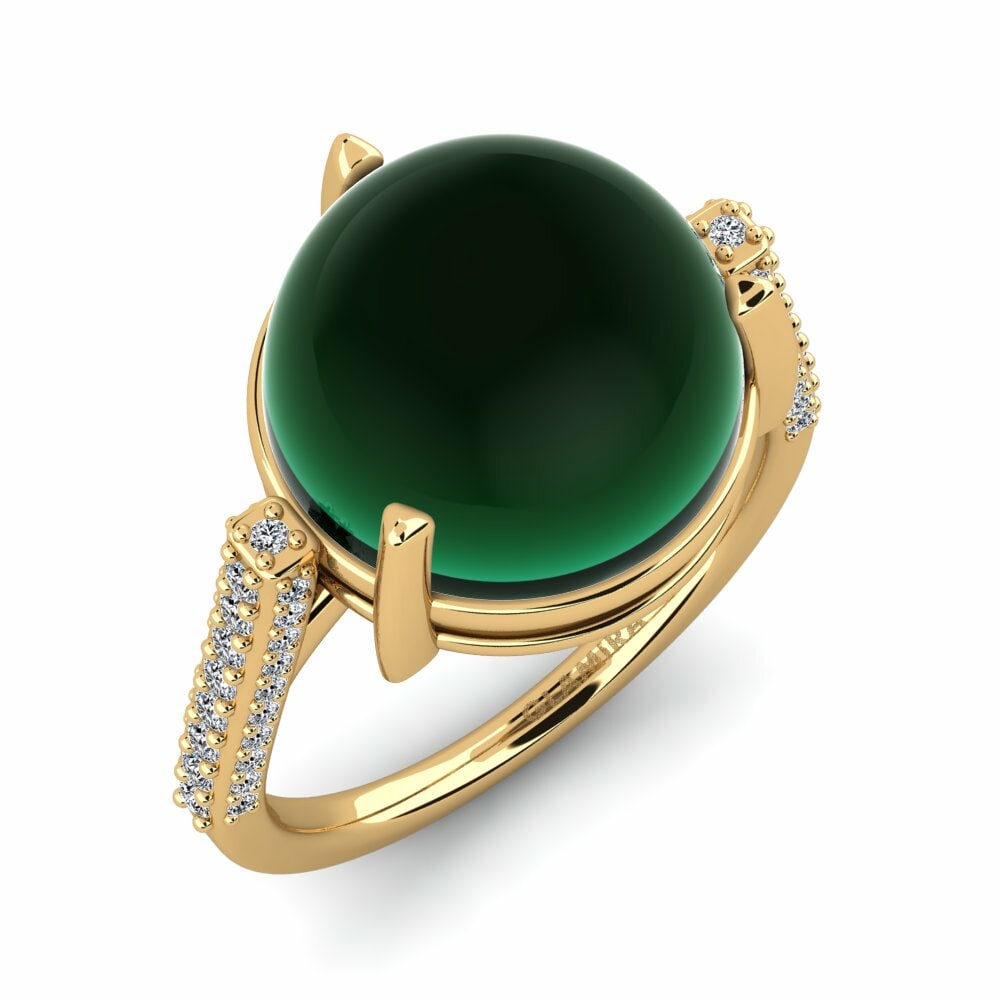 Or Jaune 18k Émeraude Cabochon Bague Lakesha