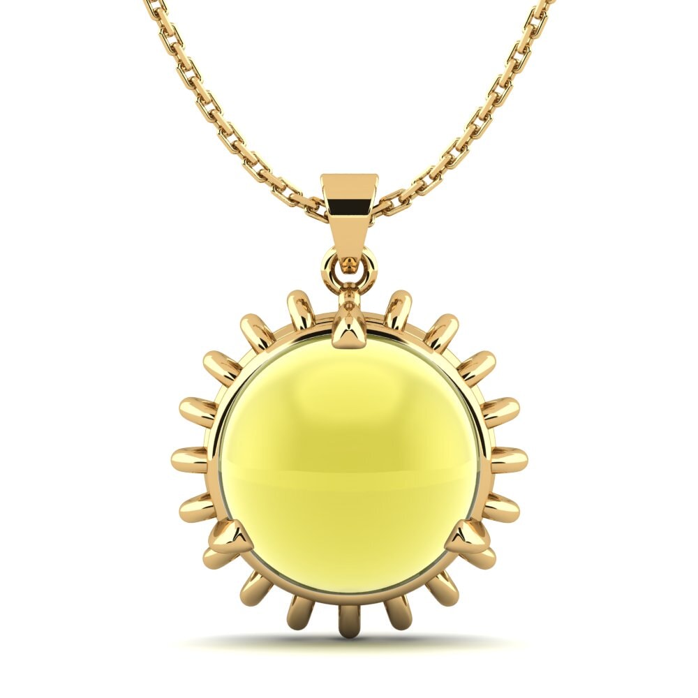 9k Oro Amarillo Topacio Limón Cabujón Colgante de Mujer Laketia