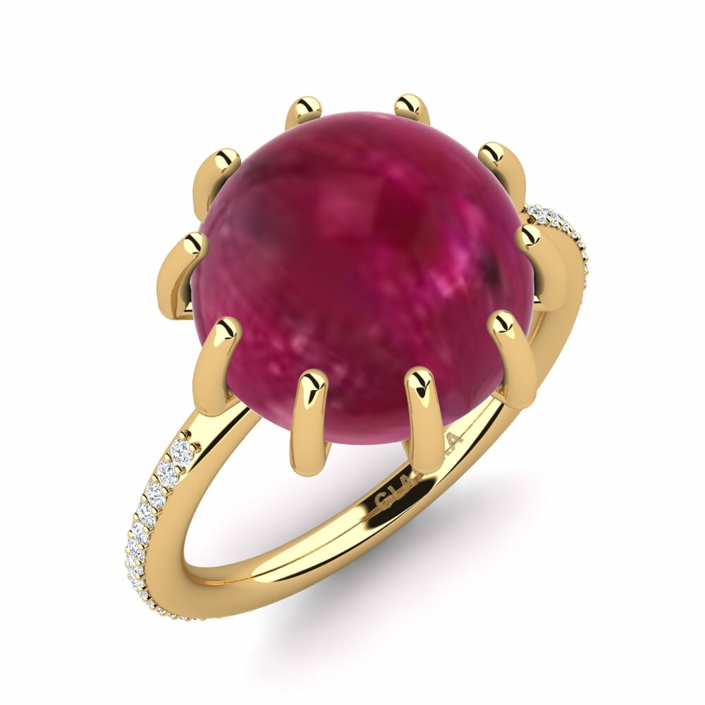 Or Jaune 18k Rubis Cabochon Bague Lakicia
