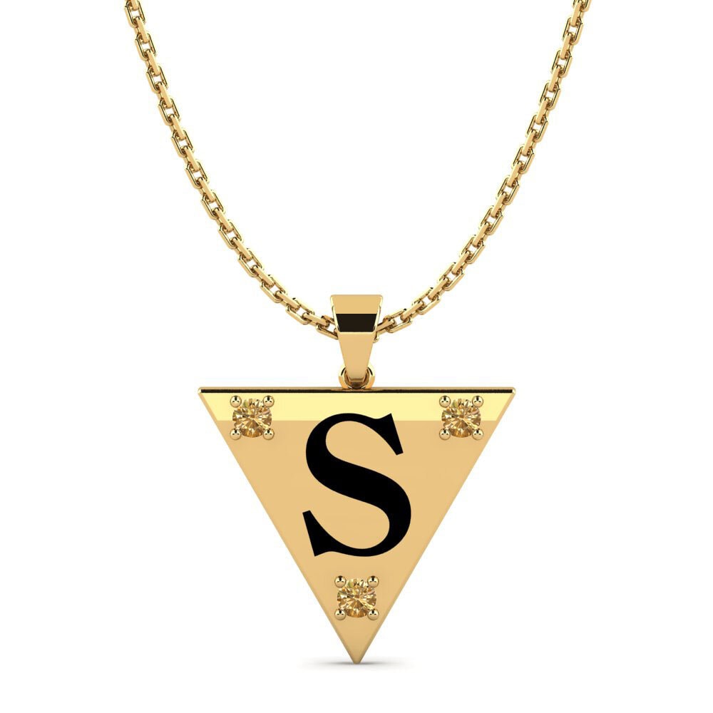 14k Oro Amarillo Diamante Marrón Colgante de Mujer Lala