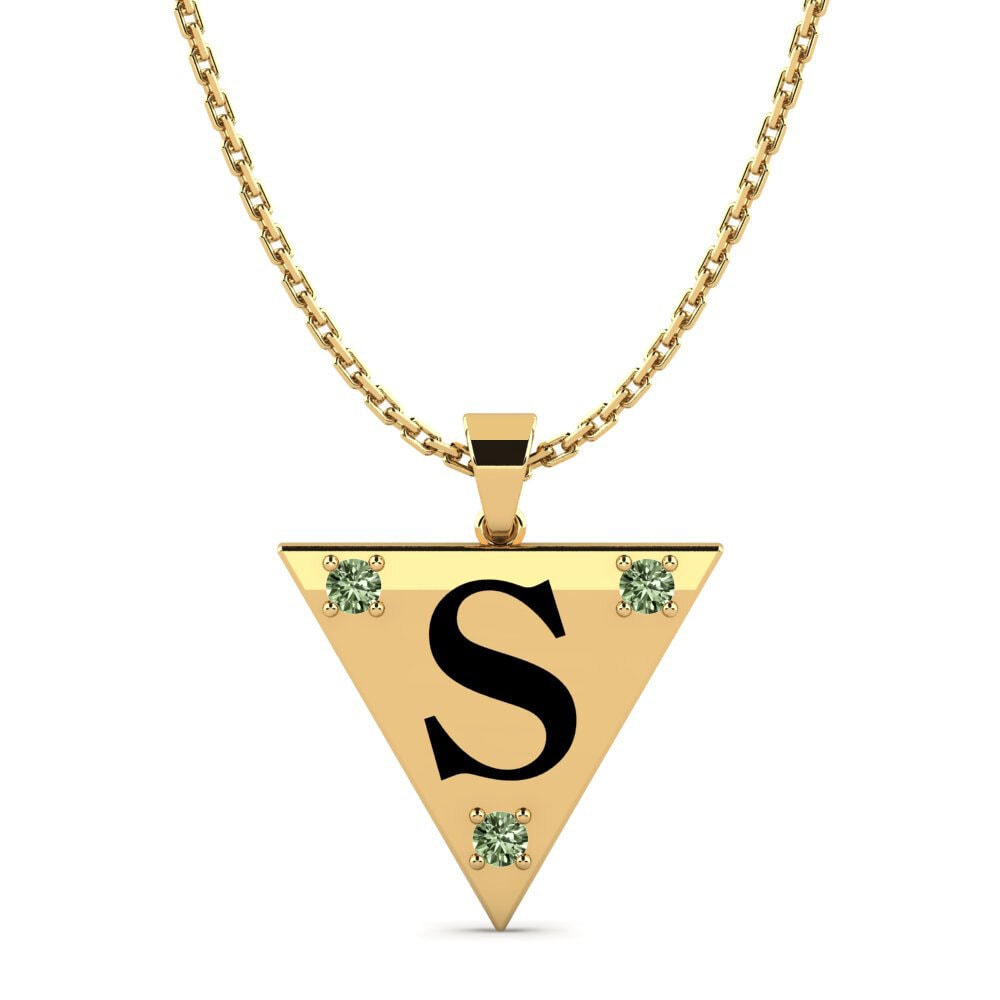 14k Oro Amarillo Diamante Verde Colgante de Mujer Lala