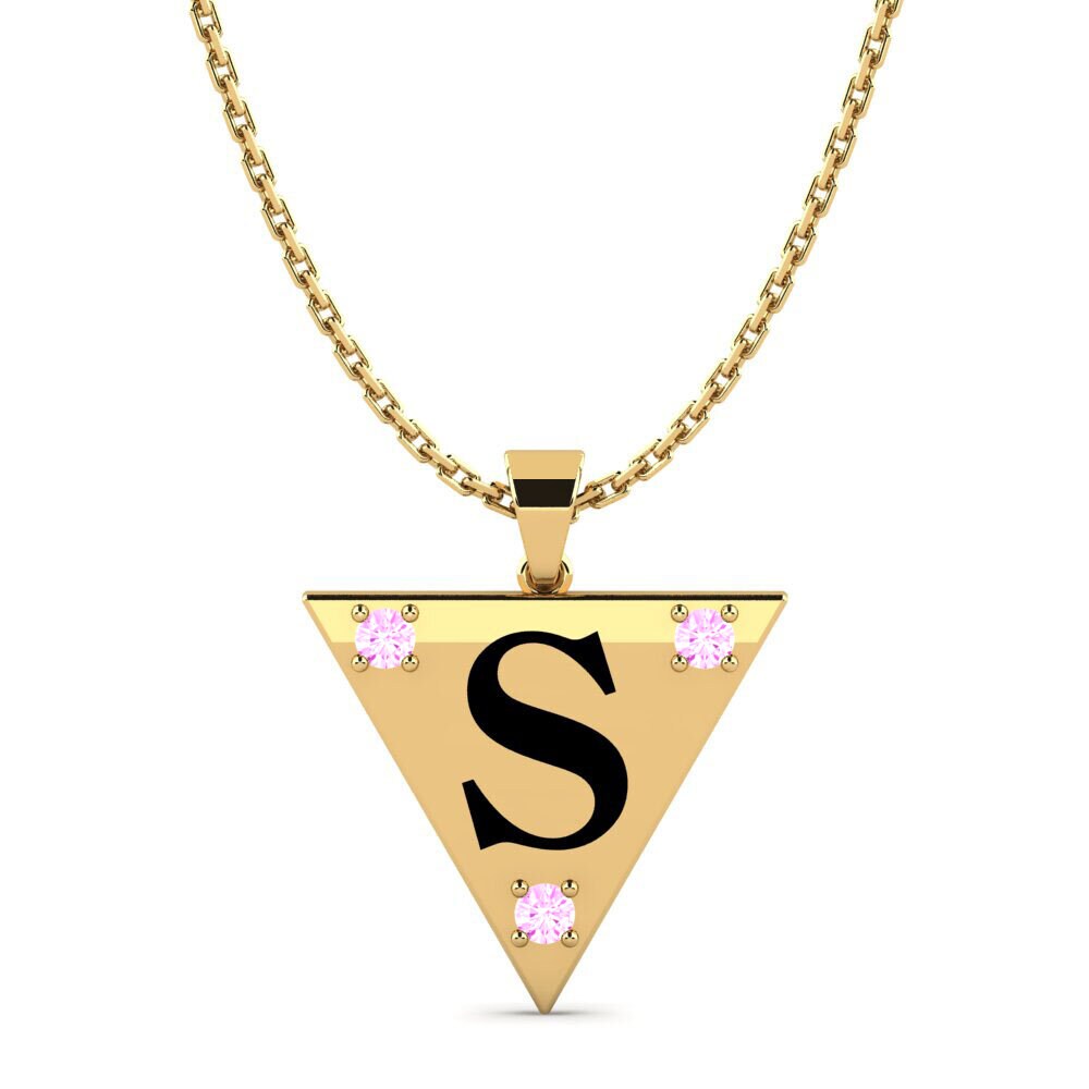 14k Oro Amarillo Zafiro Rosado Colgante de Mujer Lala