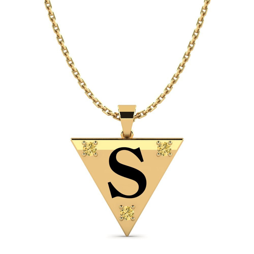 14k Oro Amarillo Diamante Amarillo Colgante de Mujer Lala