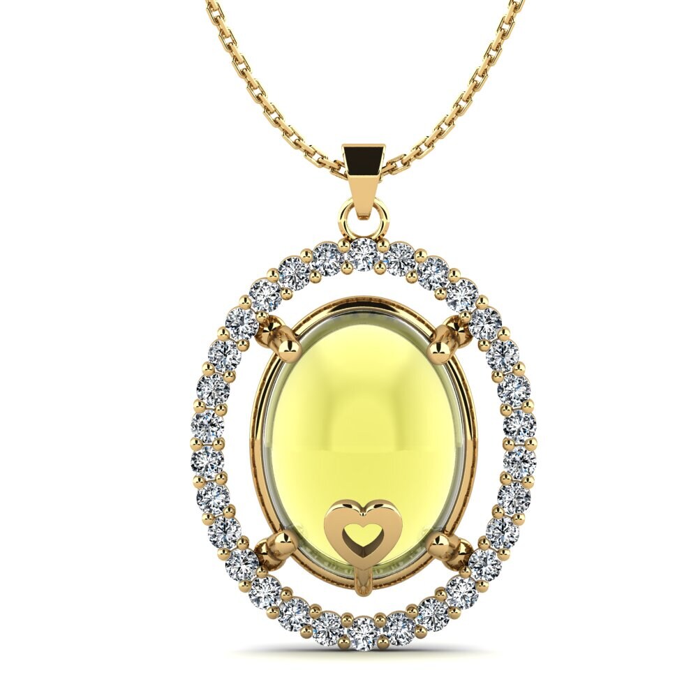 9k Oro Amarillo Topacio Limón Cabujón Colgante de Mujer Lalage