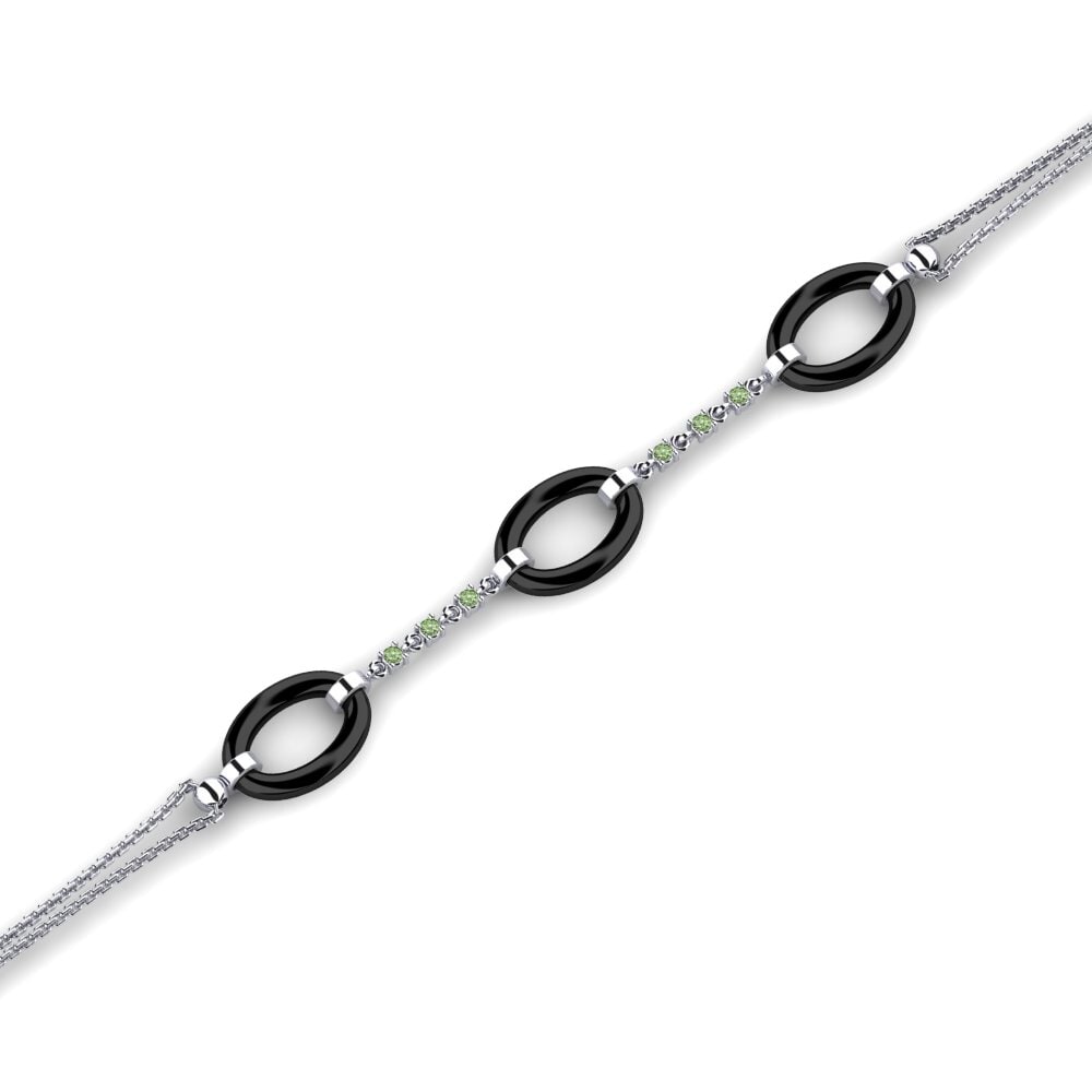 9k Oro blanco Diamante Verde Pulsera de Mujer Lamagna