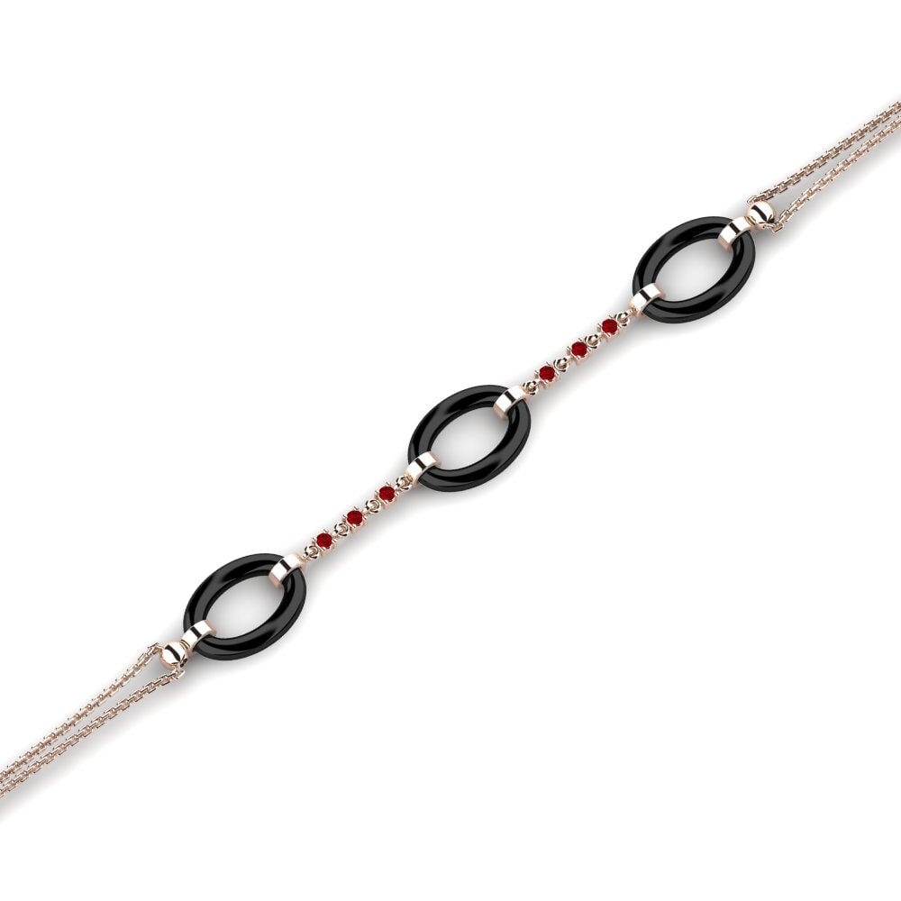 14k Oro Rosa Circonita Roja Pulsera de Mujer Lamagna