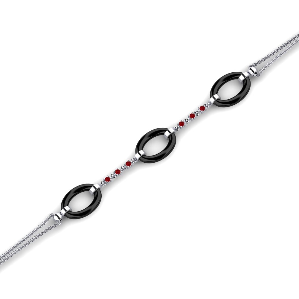 950 Palladium Red Zirconia Women's Bracelet Lamagna