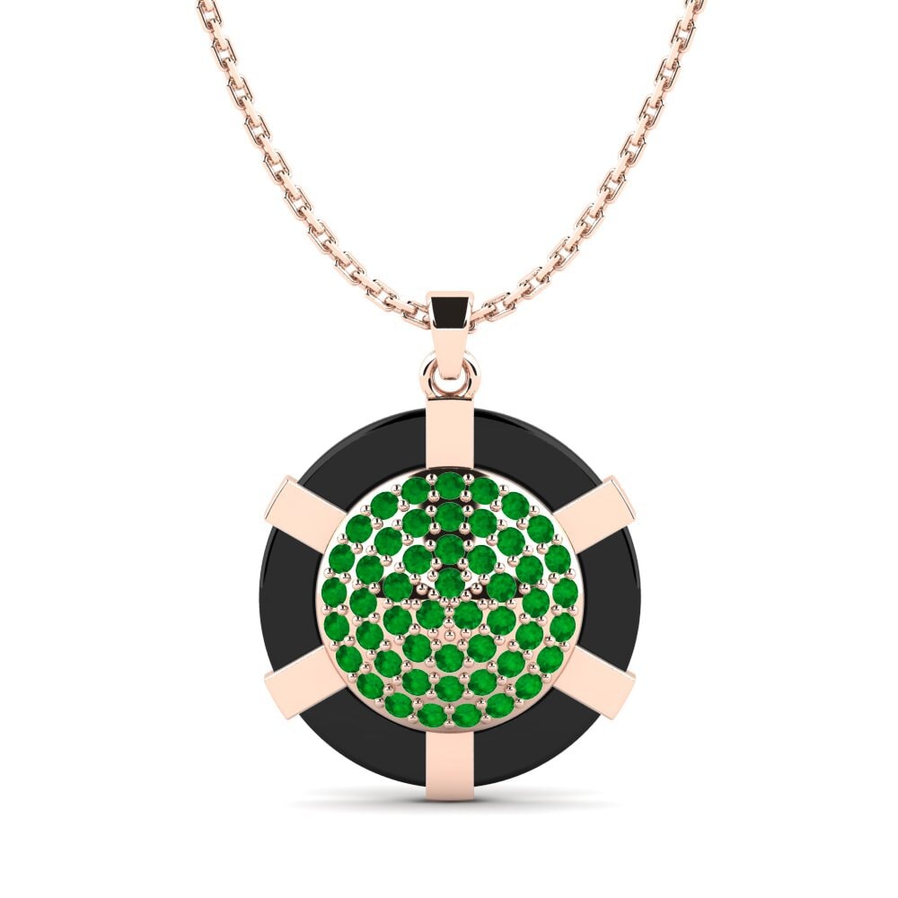 9ct Rose Gold Emerald Women's Pendant Lamberti
