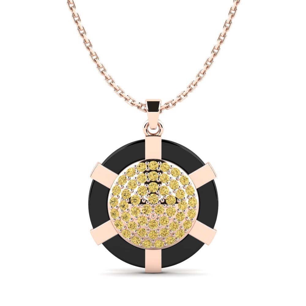 9ct Rose Gold Yellow Diamond Women's Pendant Lamberti