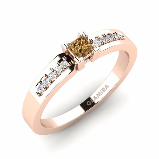Anillo Lamen Oro Rosa 585 & Diamante Marrón & Diamante