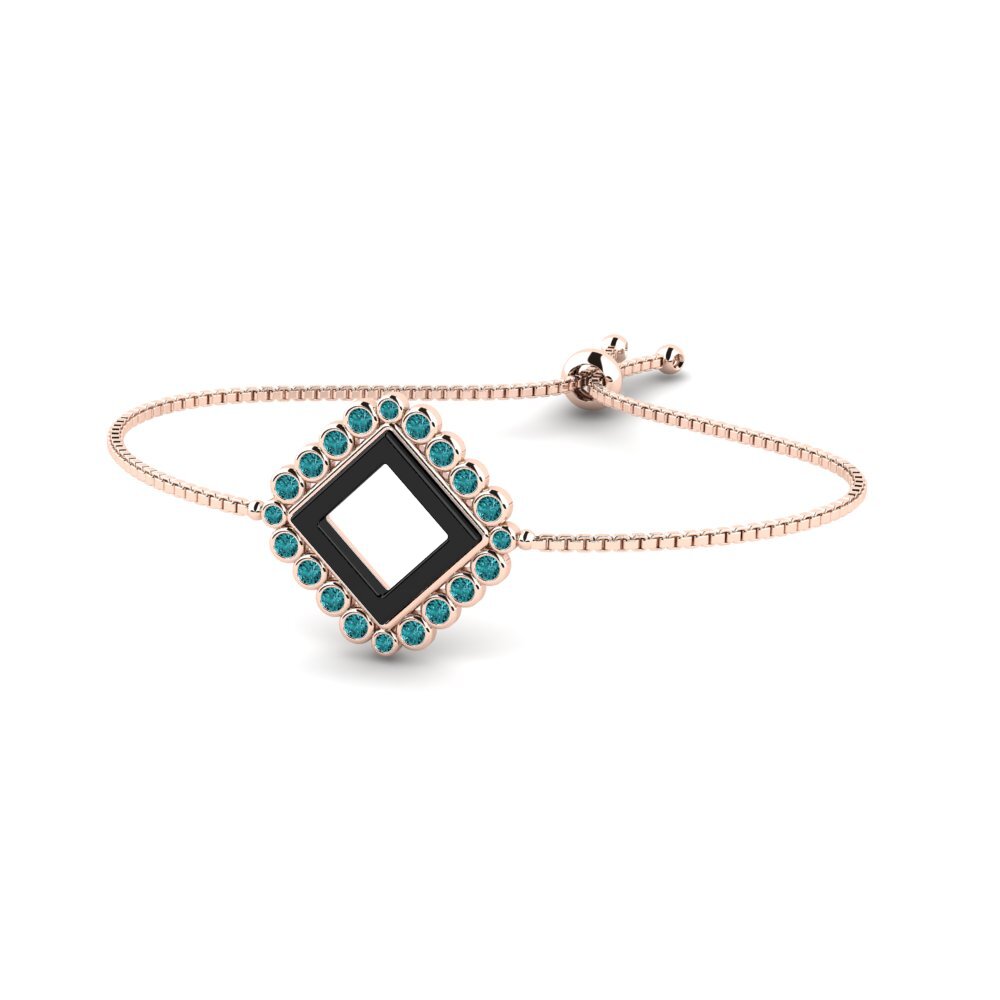 18k Oro Rosa Diamante Azul Pulsera de Mujer Lamont