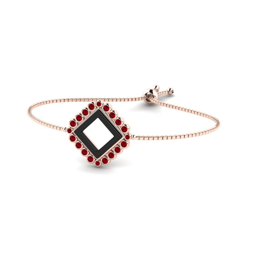 14k Oro Rosa Circonita Roja Pulsera de Mujer Lamont