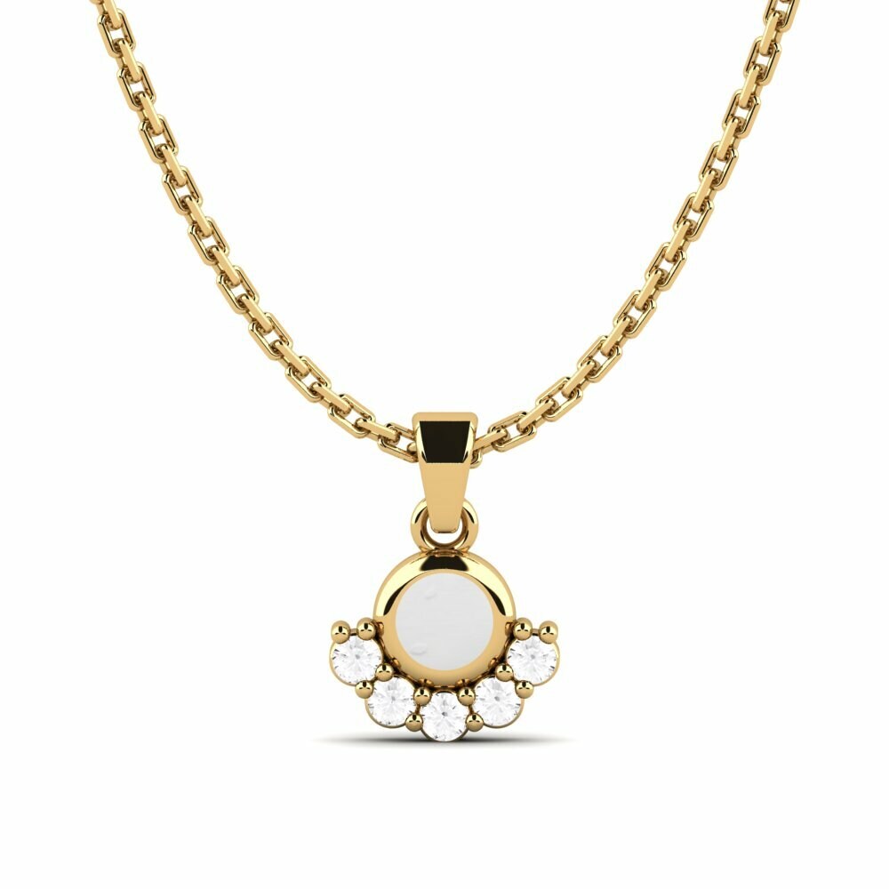 Vàng 9K Đá Sapphire Trắng Mặt dây chuyền nữ Lamontion