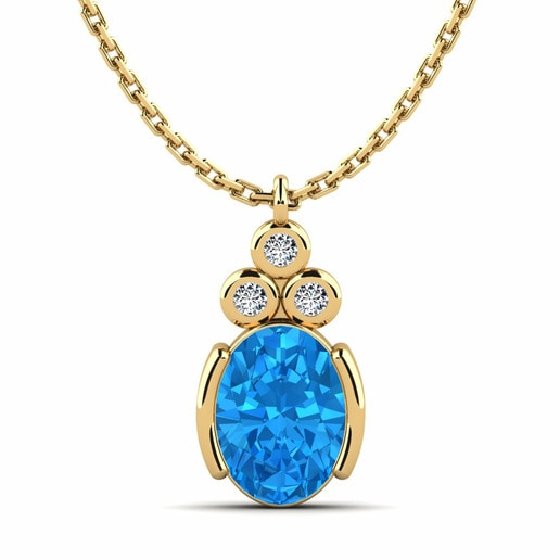 Pendant Lana 585 Yellow Gold & Blue Topaz & Swarovski Crystal