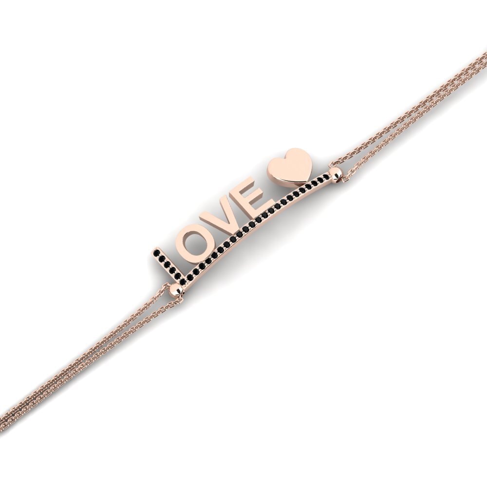 14ct Rose Gold Black Sapphire Women's Bracelet Lancev