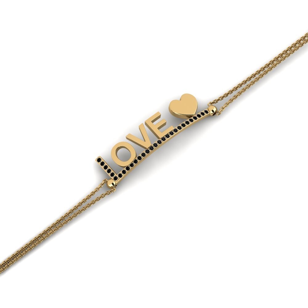 14ct Yellow Gold Black Sapphire Women's Bracelet Lancev