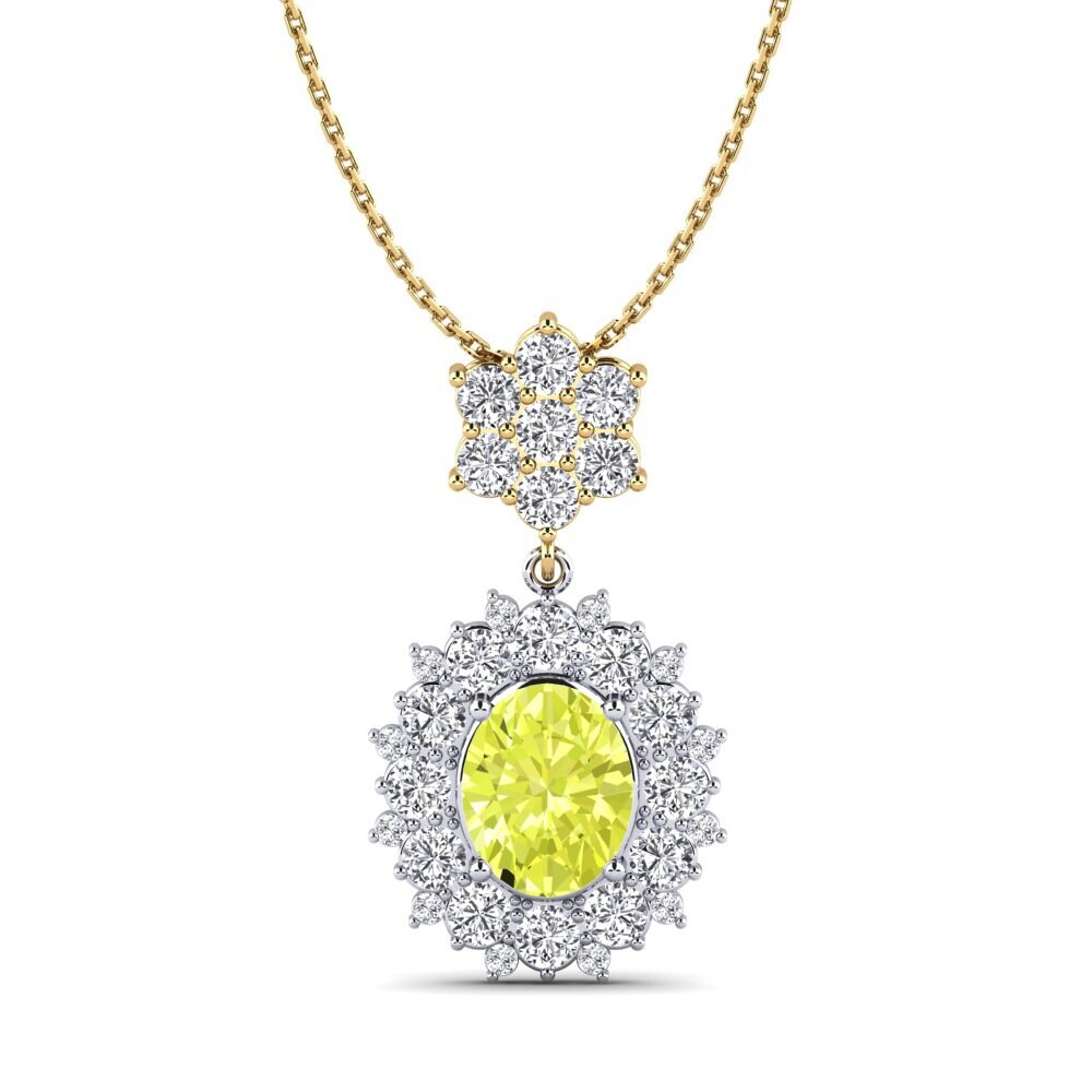 14ct White & Yellow Gold Lemon Quartz Women's Pendant Lancian