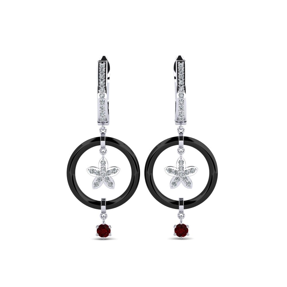 950 Platinum Garnet Women's Earring Landers