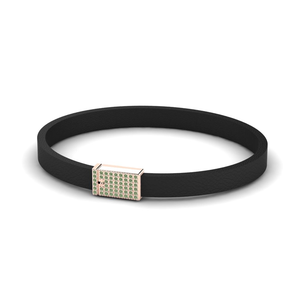 18ct Rose Gold Green Diamond Men's Bracelet Landon