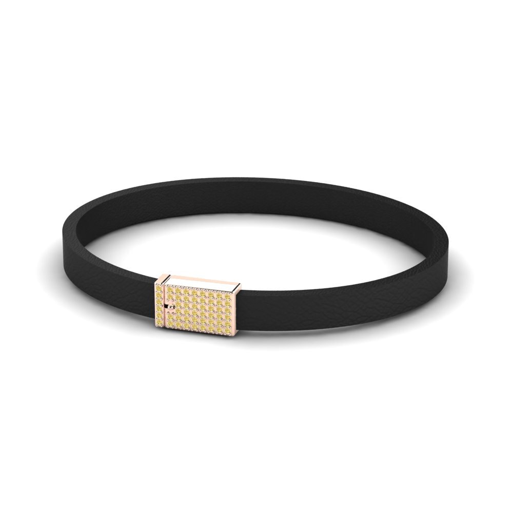 18ct Rose Gold Yellow Diamond Men's Bracelet Landon