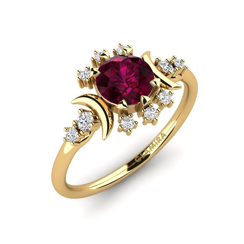 Or Jaune 9k Grenat de Rhodolite Bague Laney