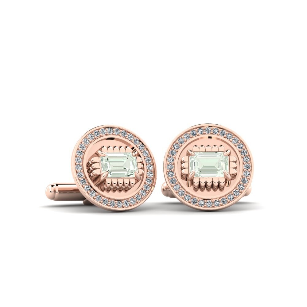 14ct Rose Gold Green Amethyst Cufflink Langolie