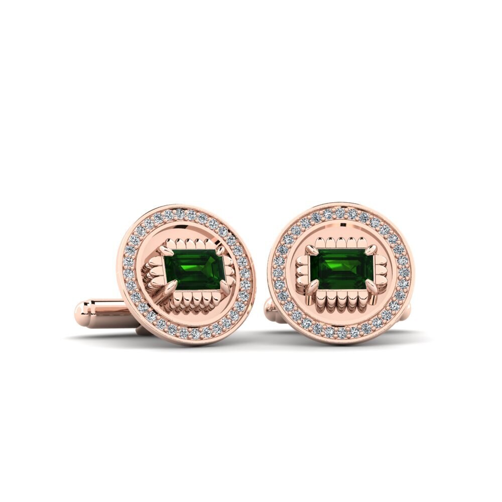 14ct Rose Gold Green Tourmaline Cufflink Langolie
