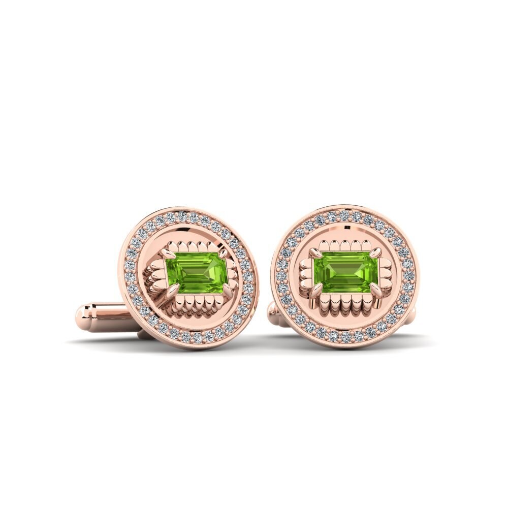 14ct Rose Gold Peridot Cufflink Langolie