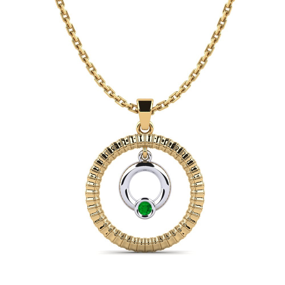 14k Oro Amarillo & Blanco Esmeralda Colgante de Mujer Langslauf