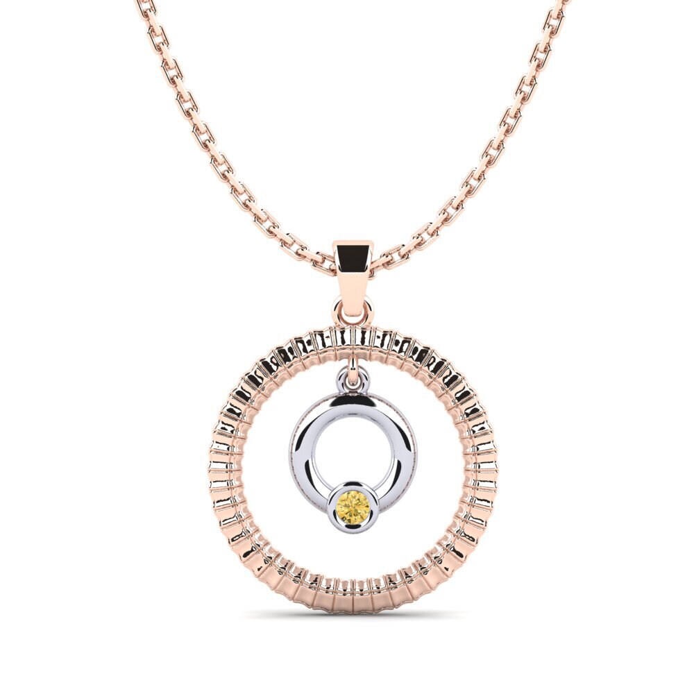 9k Oro Rosa & Blanco Diamante Amarillo Colgante de Mujer Langslauf