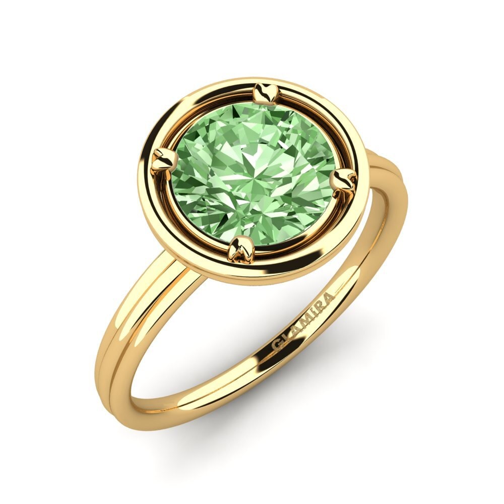 Buy 2 Carat Round cut Green Diamond 14ct Yellow Gold Engagement Ring ...