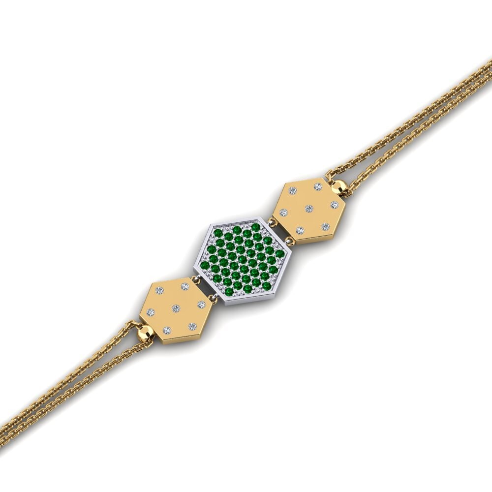 9ct Yellow & White Gold Green Zirconia Women's Bracelet Lanta