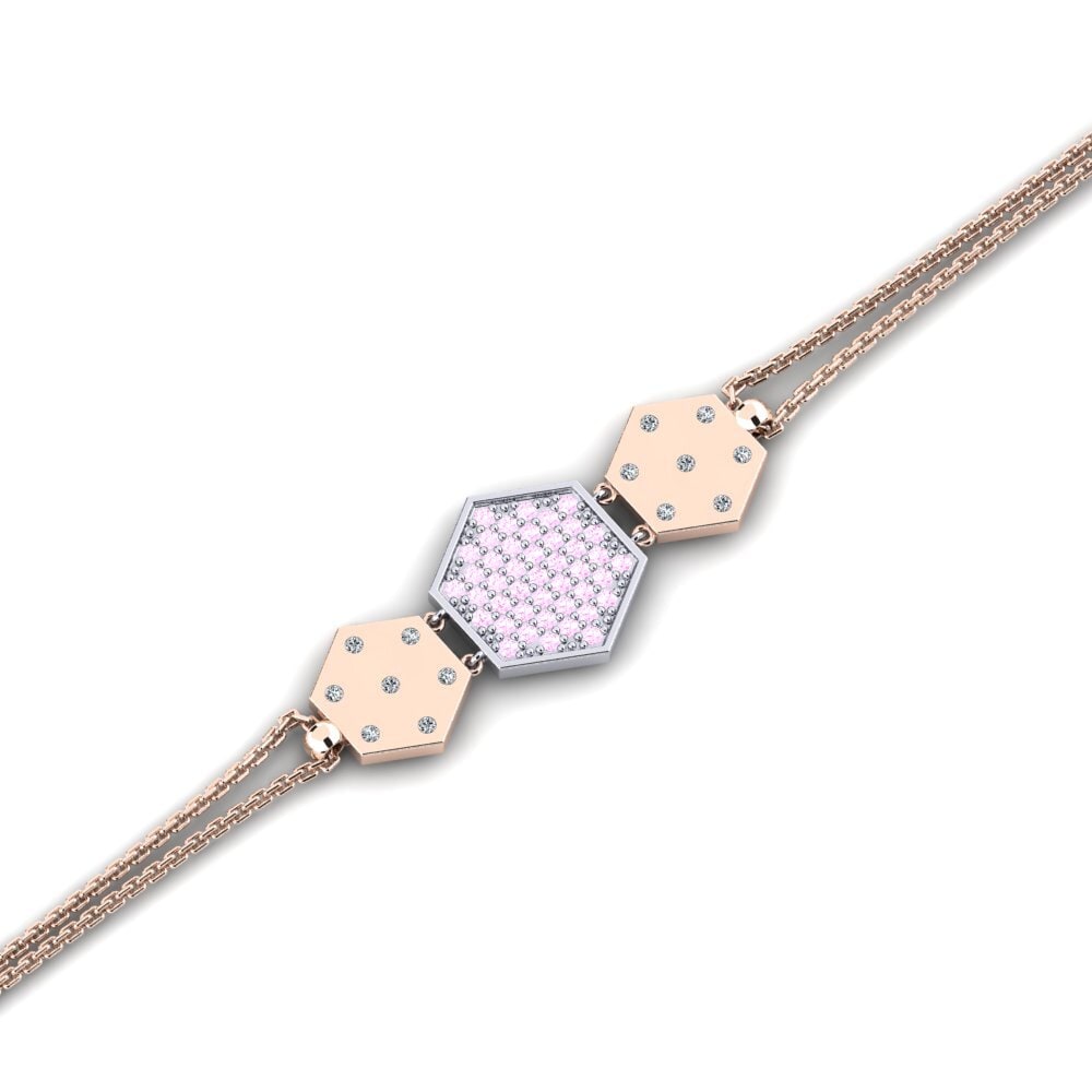 9ct Rose & White Gold Pink Sapphire Women's Bracelet Lanta